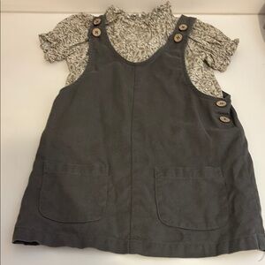 Rylee and Cru girls  Gray jumper Dress with floral blouse